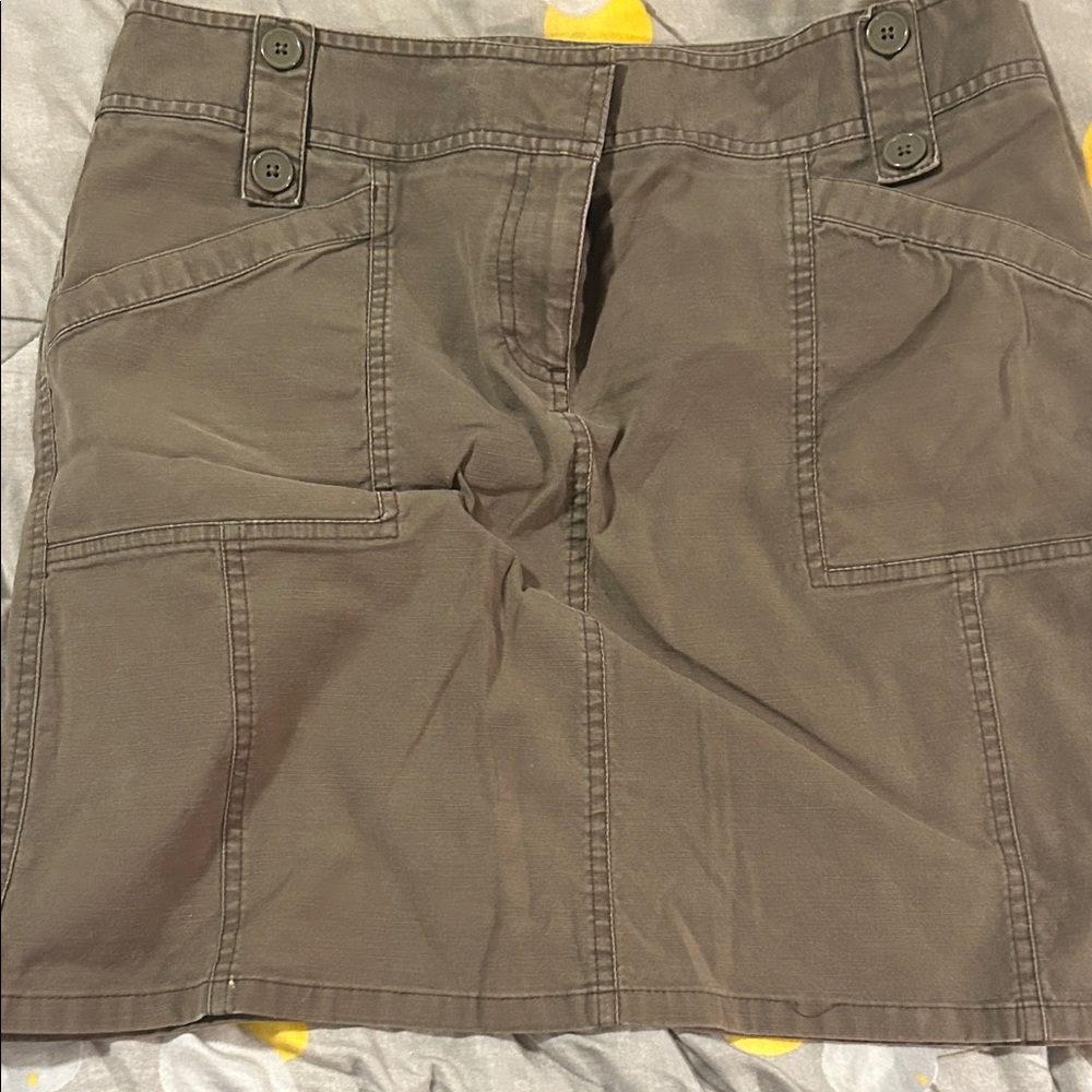 Casual Olive Skirt with Button Details